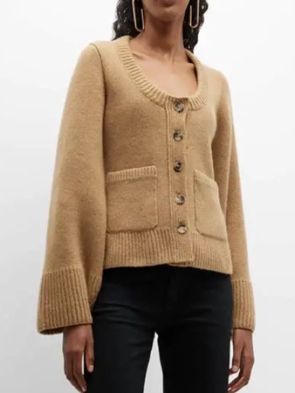 KHAITE Caro Cardigan in Camel color